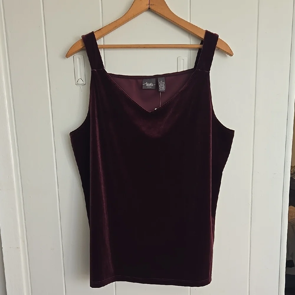 CHICO'S Velvet Tank Top in Deep Burgundy - Picture 1 of 9